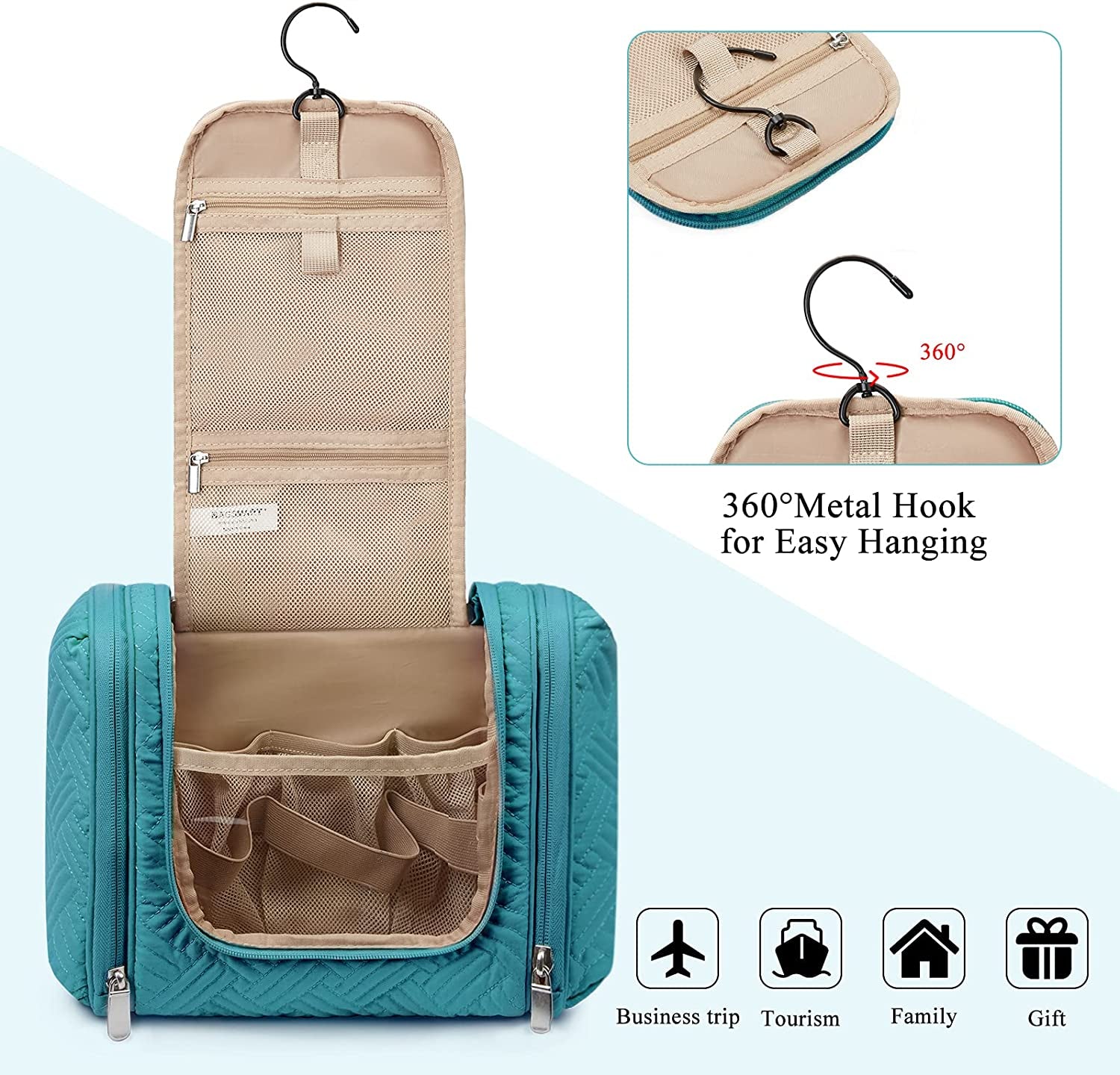 Ready, Set, Travel! Your New Favorite Large Hanging Toiletry Bag for Women - Bye Bye Messy Makeup, Hello Organization! - Blue-Large