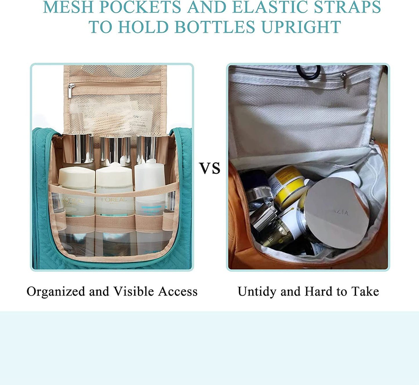 Ready, Set, Travel! Your New Favorite Large Hanging Toiletry Bag for Women - Bye Bye Messy Makeup, Hello Organization! - Blue-Large