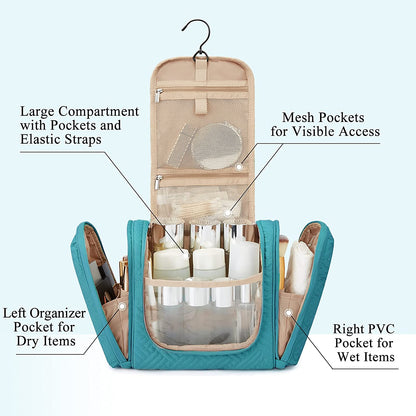 Ready, Set, Travel! Your New Favorite Large Hanging Toiletry Bag for Women - Bye Bye Messy Makeup, Hello Organization! - Blue-Large